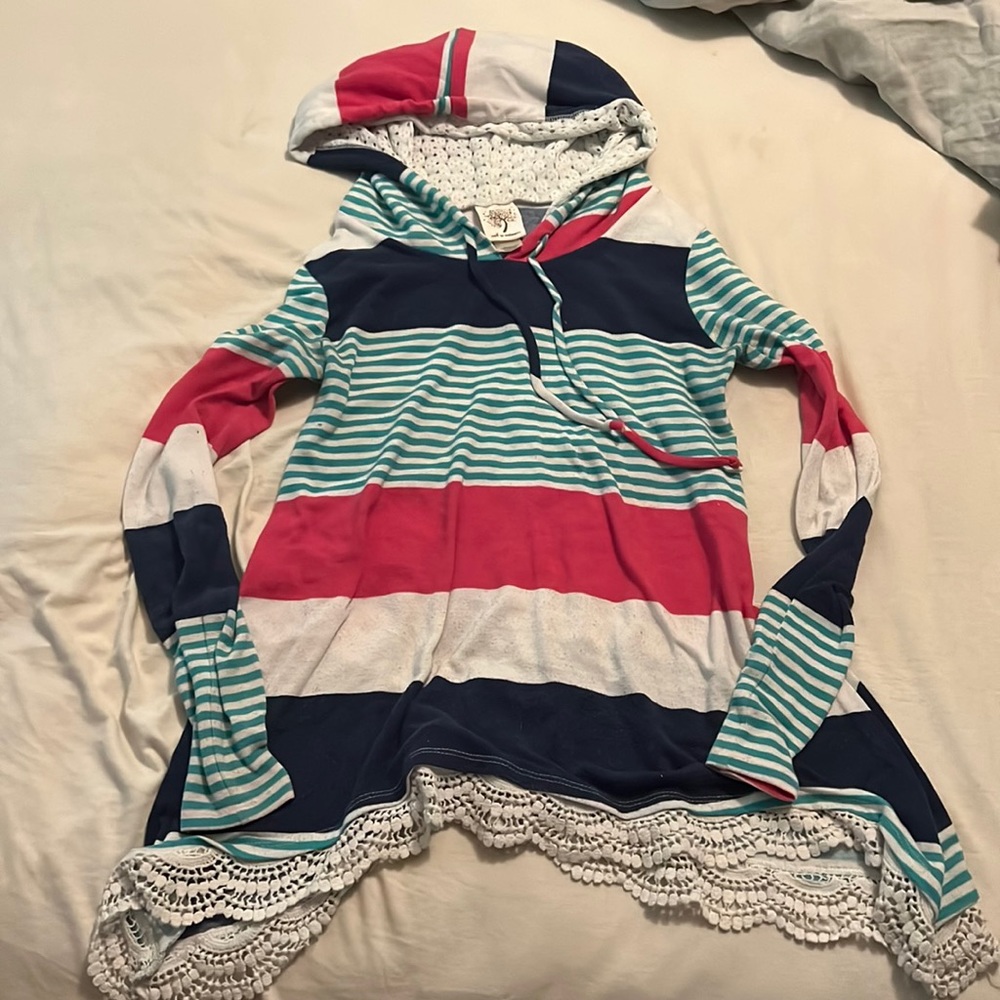 Stripes long sleeve with hood
